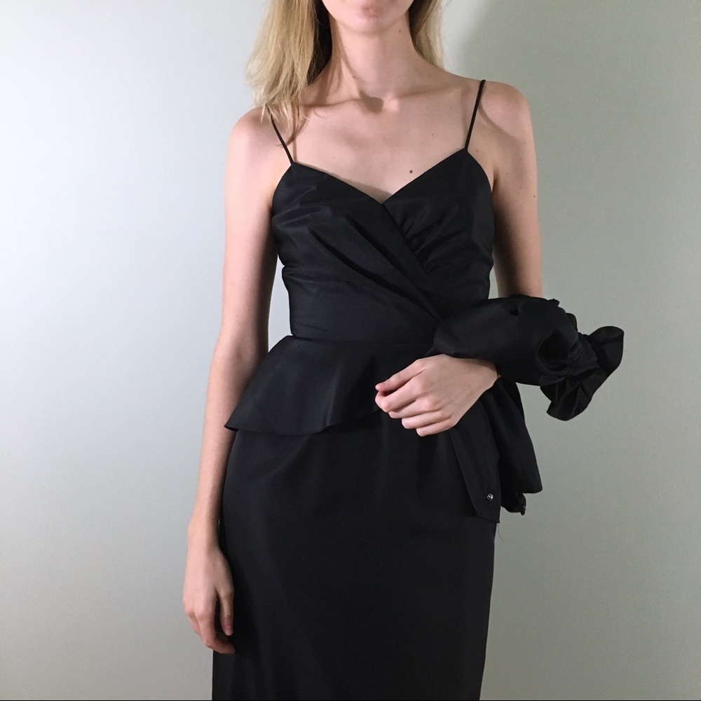 70s 80s Vintage Black Evening Peplum Dress Jacket